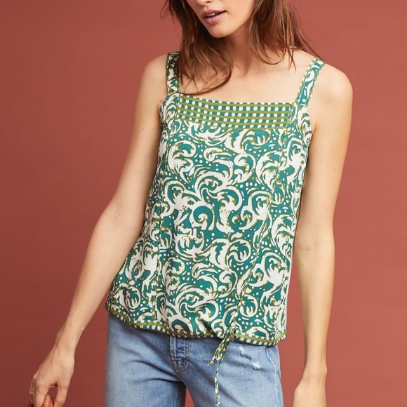 Anthropologie Tiny Jasmine Printed Tank Green Motif XS - Picture 3 of 12